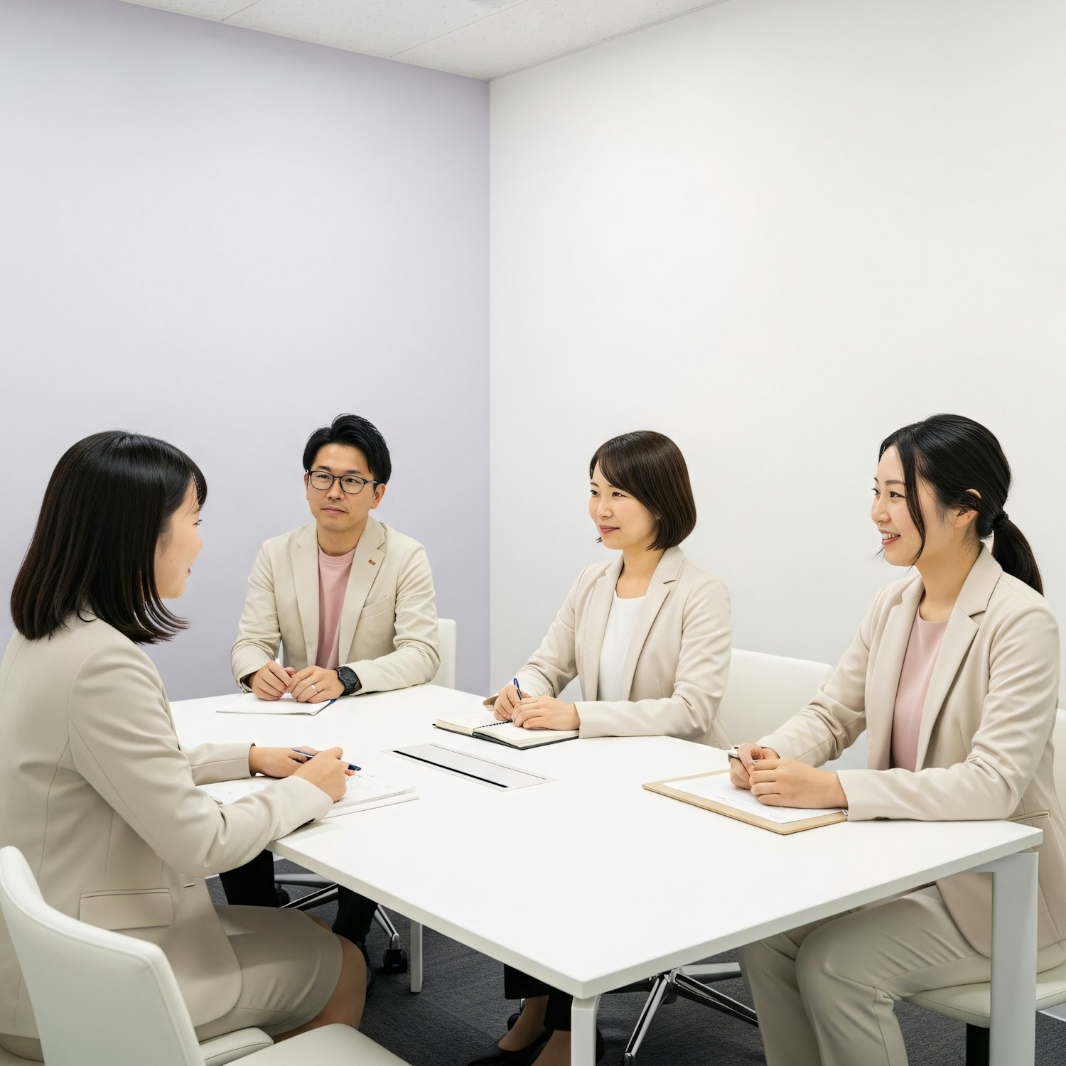 Members of the admissions team meeting around a table